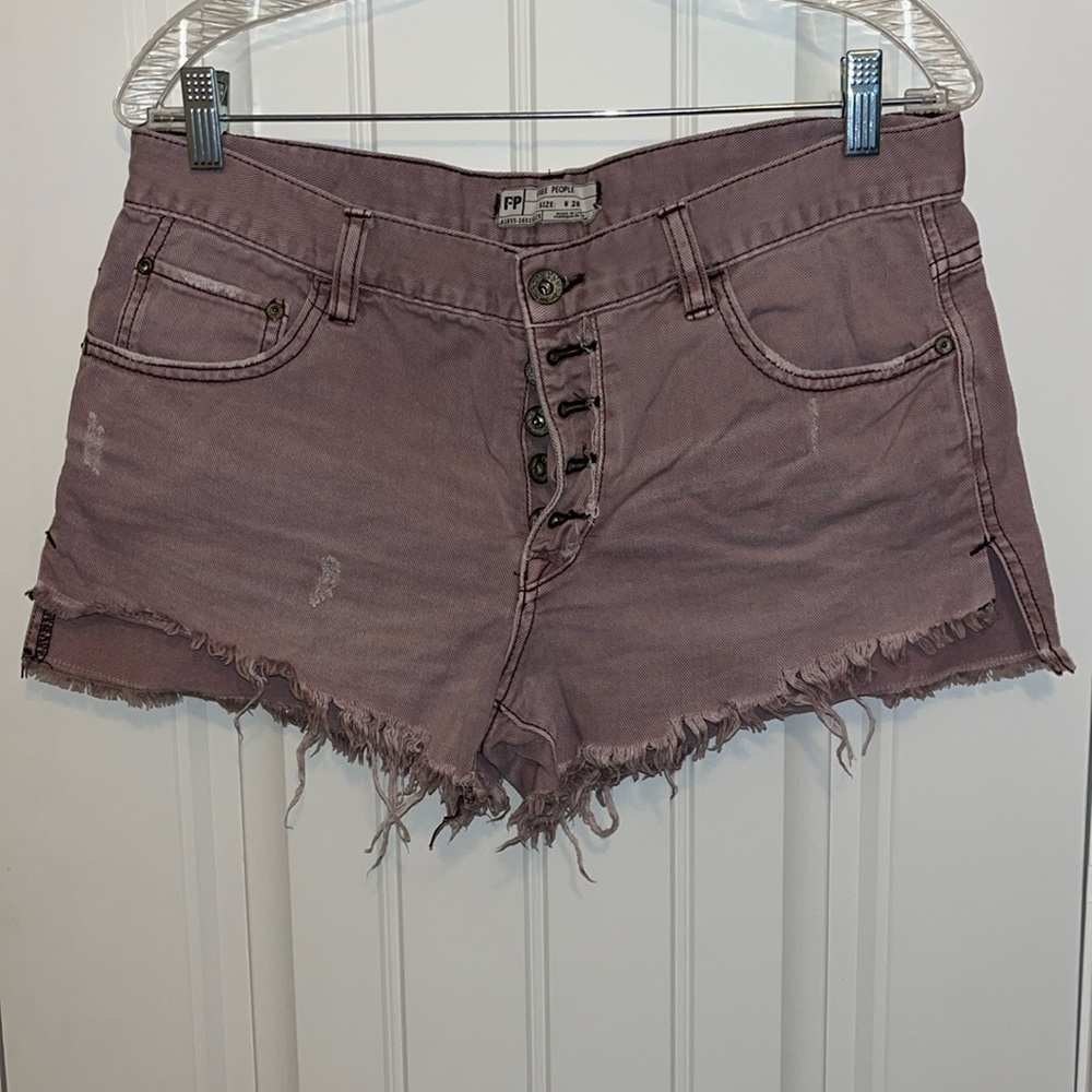 Free People Distressed Denim Shorts